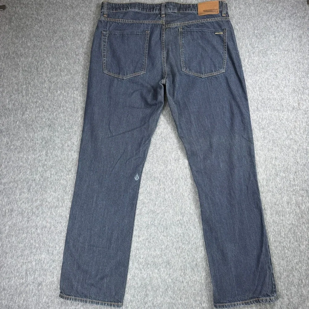 Volcom Jeans Mens 36 Blue Solver Modern Straight Dark Wash Cotton Denim A193181V